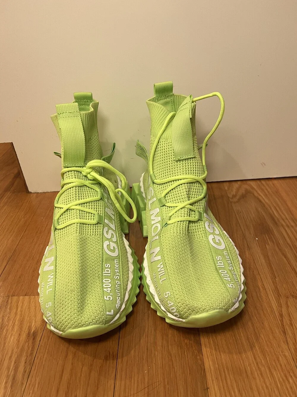 GSLMOLN High Top Shoes Mens Size 12 Green Mesh Sock Sneaker Athletic Casual